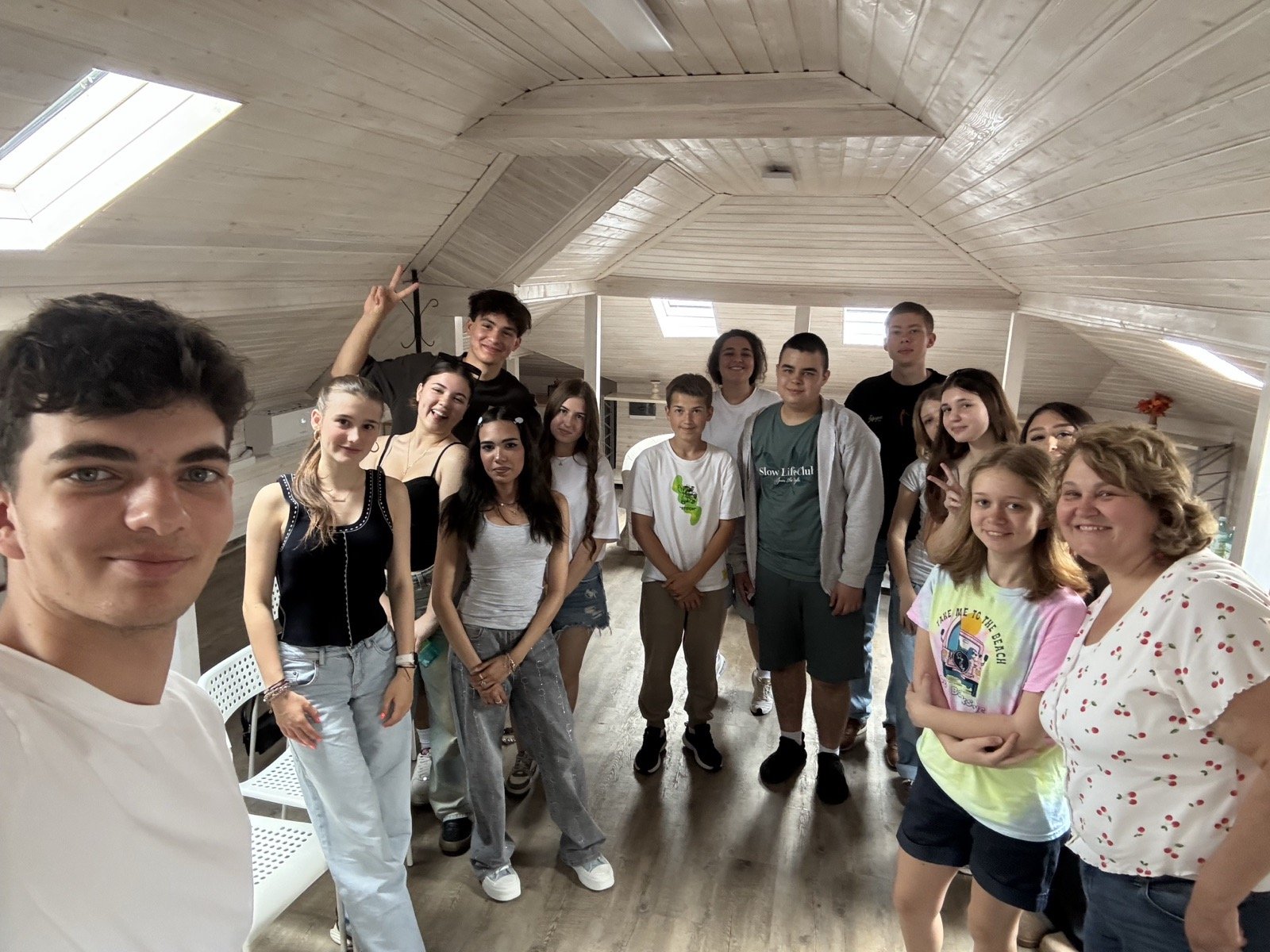 Group selfie with the kids from Touched Romania